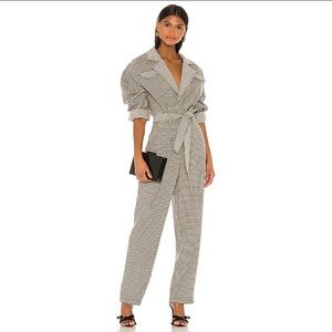 L’Academie The Solange Jumpsuit in Taupe Plaid